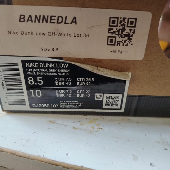 Nike Dunk Low Off-White Lot 36 - Picture 5 of 9